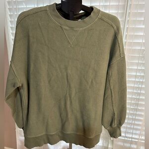 Aerie Olive Green Ribbed Sweatshirt
